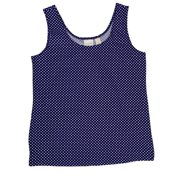 Chico's Contemporary Tank in Navy/White Polka‎ Dot size 1 - Picture 1 of 3